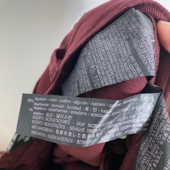 Zara Man Loose Fit Cropped Burgundy Jeans NWT 36 Red Men’s - Picture 9 of 9